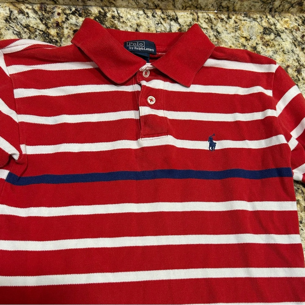 Polo Ralph Lauren Kids Red & White Stripe Polo Shirts 18/101-100%cotton
